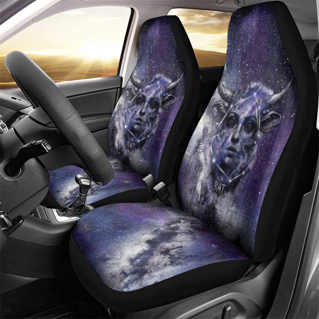 Bat Egyptian Car Seat Cover Cow Goddess Celestial Face Horn Ring Gem Cosmic Starry Sky
