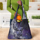 Bat Egyptian Grocery Bag Cow Goddess Celestial Face Horn Ring Gem Cosmic Starry Sky