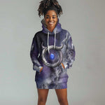Bat Egyptian Hoodie Dress Cow Goddess Celestial Face Horn Ring Gem Cosmic Starry Sky