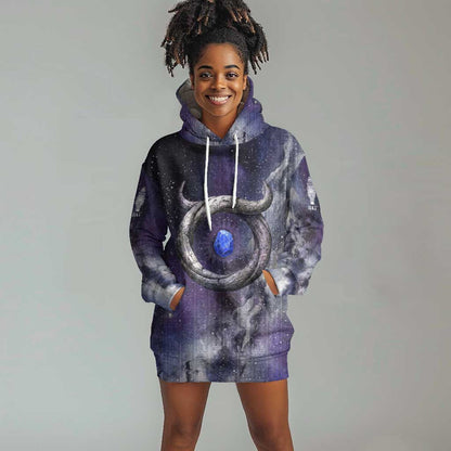 Bat Egyptian Hoodie Dress Cow Goddess Celestial Face Horn Ring Gem Cosmic Starry Sky