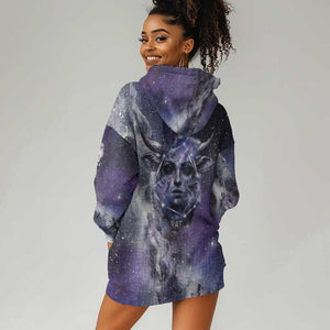 Bat Egyptian Hoodie Dress Cow Goddess Celestial Face Horn Ring Gem Cosmic Starry Sky