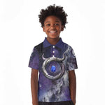 Bat Egyptian Kid Polo Shirt Cow Goddess Celestial Face Horn Ring Gem Cosmic Starry Sky