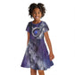 Bat Egyptian Kid Short Sleeve Dress Cow Goddess Celestial Face Horn Ring Gem Cosmic Starry Sky