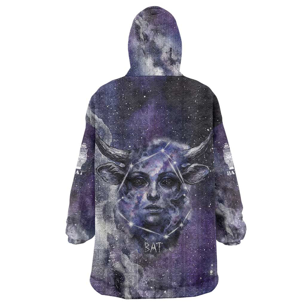 Bat Egyptian Kid Wearable Blanket Hoodie Cow Goddess Celestial Face Horn Ring Gem Cosmic Starry Sky