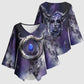 Bat Egyptian Kimono Sleeve Blouse Cow Goddess Celestial Face Horn Ring Gem Cosmic Starry Sky