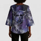 Bat Egyptian Kimono Sleeve Blouse Cow Goddess Celestial Face Horn Ring Gem Cosmic Starry Sky