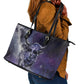Bat Egyptian Leather Tote Bag Cow Goddess Celestial Face Horn Ring Gem Cosmic Starry Sky