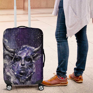 Bat Egyptian Luggage Cover Cow Goddess Celestial Face Horn Ring Gem Cosmic Starry Sky