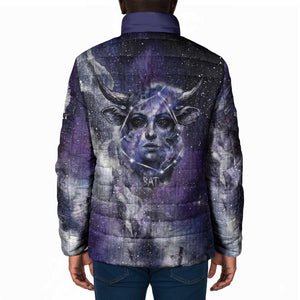 Bat Egyptian Padded Jacket Cow Goddess Celestial Face Horn Ring Gem Cosmic Starry Sky