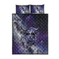 Bat Egyptian Quilt Bed Set Cow Goddess Celestial Face Horn Ring Gem Cosmic Starry Sky