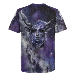 Bat Egyptian Rugby Jersey Cow Goddess Celestial Face Horn Ring Gem Cosmic Starry Sky