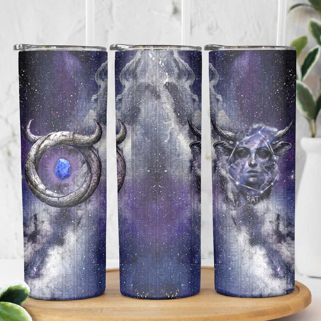Bat Egyptian Skinny Tumbler Cow Goddess Celestial Face Horn Ring Gem Cosmic Starry Sky