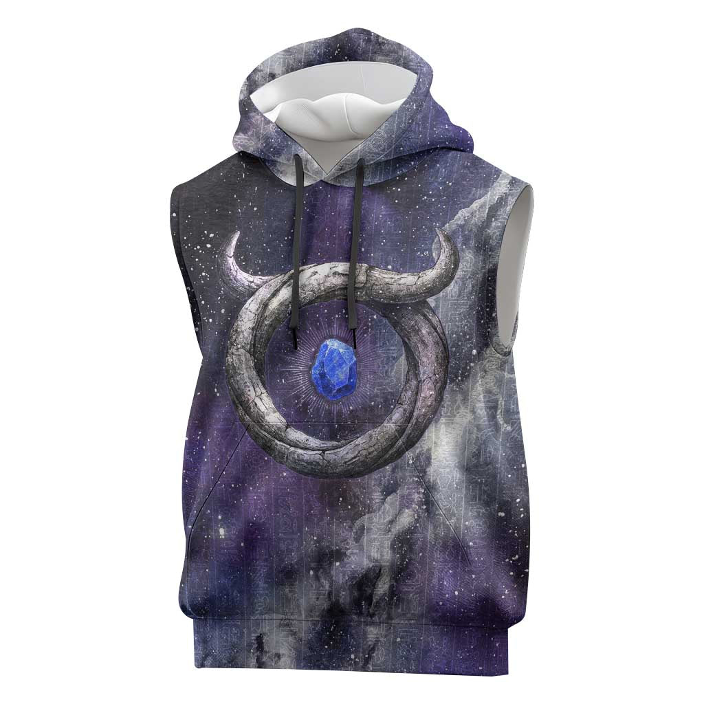 Bat Egyptian Sleeveless Hoodie Cow Goddess Celestial Face Horn Ring Gem Cosmic Starry Sky