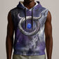 Bat Egyptian Sleeveless Hoodie Cow Goddess Celestial Face Horn Ring Gem Cosmic Starry Sky