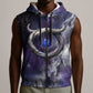 Bat Egyptian Sleeveless Zip Hoodie Cow Goddess Celestial Face Horn Ring Gem Cosmic Starry Sky