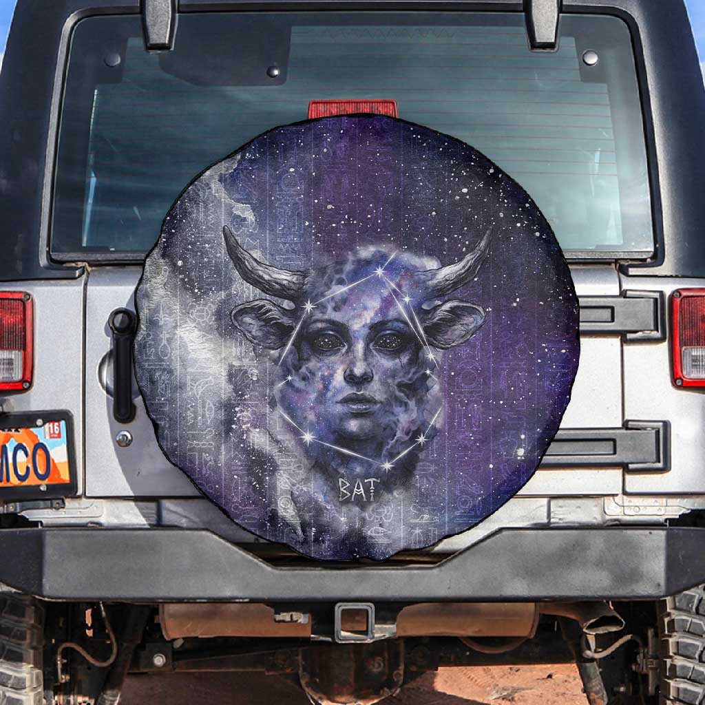 Bat Egyptian Spare Tire Cover Cow Goddess Celestial Face Horn Ring Gem Cosmic Starry Sky