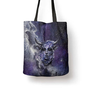 Bat Egyptian Tote Bag Cow Goddess Celestial Face Horn Ring Gem Cosmic Starry Sky