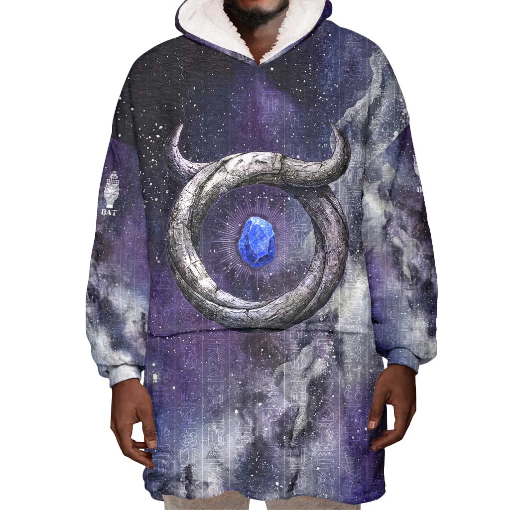 Bat Egyptian Wearable Blanket Hoodie Cow Goddess Celestial Face Horn Ring Gem Cosmic Starry Sky