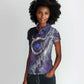 Bat Egyptian Women Polo Shirt Cow Goddess Celestial Face Horn Ring Gem Cosmic Starry Sky