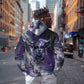 Bat Egyptian Zip Hoodie Cow Goddess Celestial Face Horn Ring Gem Cosmic Starry Sky