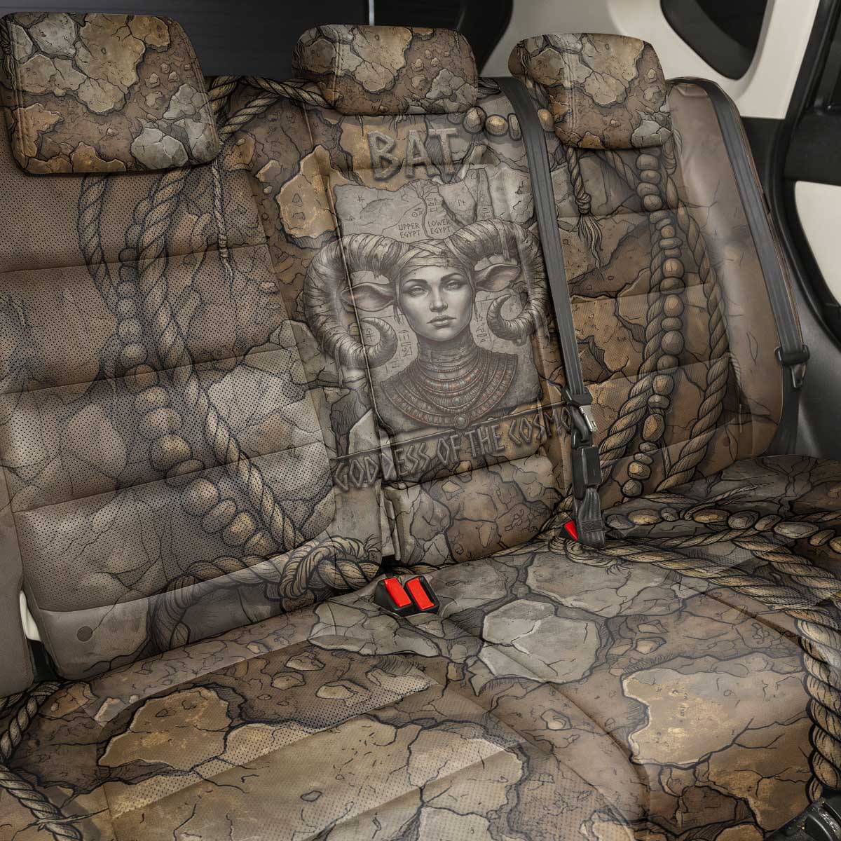 Bat Back Car Seat Cover Goddess of the Cosmos Ancient Egyptian Cow Horns Stone