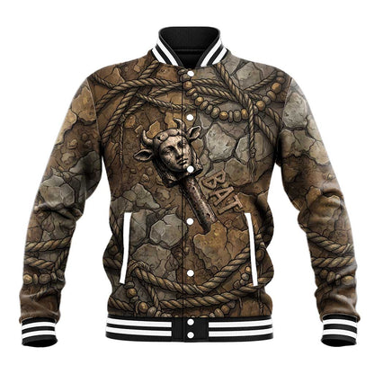 Bat Baseball Jacket Goddess of the Cosmos Ancient Egyptian Cow Horns Stone
