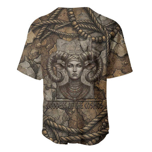 Bat Baseball Jersey Goddess of the Cosmos Ancient Egyptian Cow Horns Stone