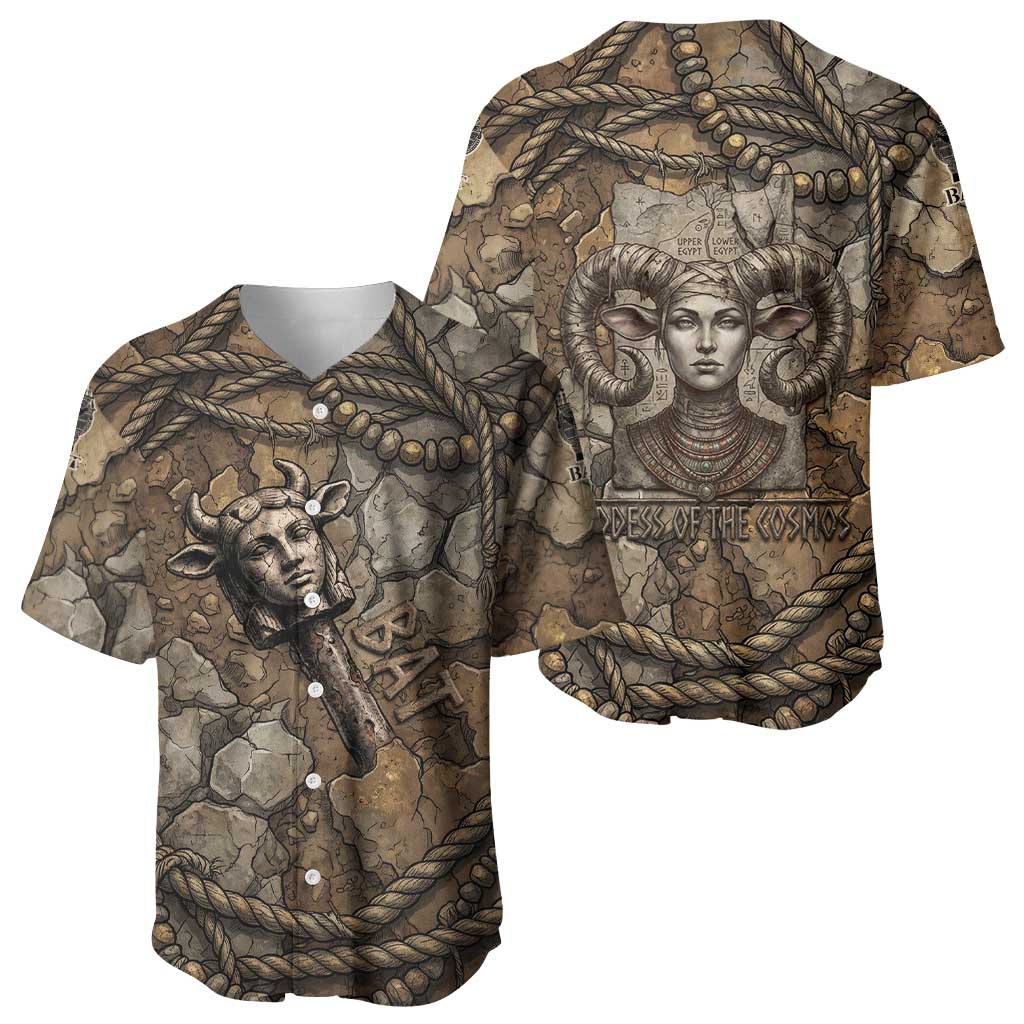 Bat Baseball Jersey Goddess of the Cosmos Ancient Egyptian Cow Horns Stone