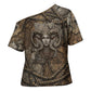 Bat Cross Shoulder Shirt Goddess of the Cosmos Ancient Egyptian Cow Horns Stone