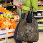 Bat Grocery Bag Goddess of the Cosmos Ancient Egyptian Cow Horns Stone
