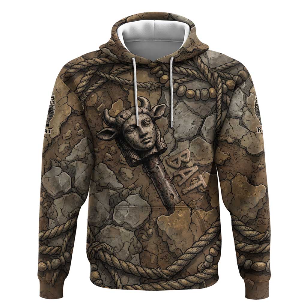 Bat Hoodie Goddess of the Cosmos Ancient Egyptian Cow Horns Stone