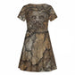 Bat Kid Short Sleeve Dress Goddess of the Cosmos Ancient Egyptian Cow Horns Stone