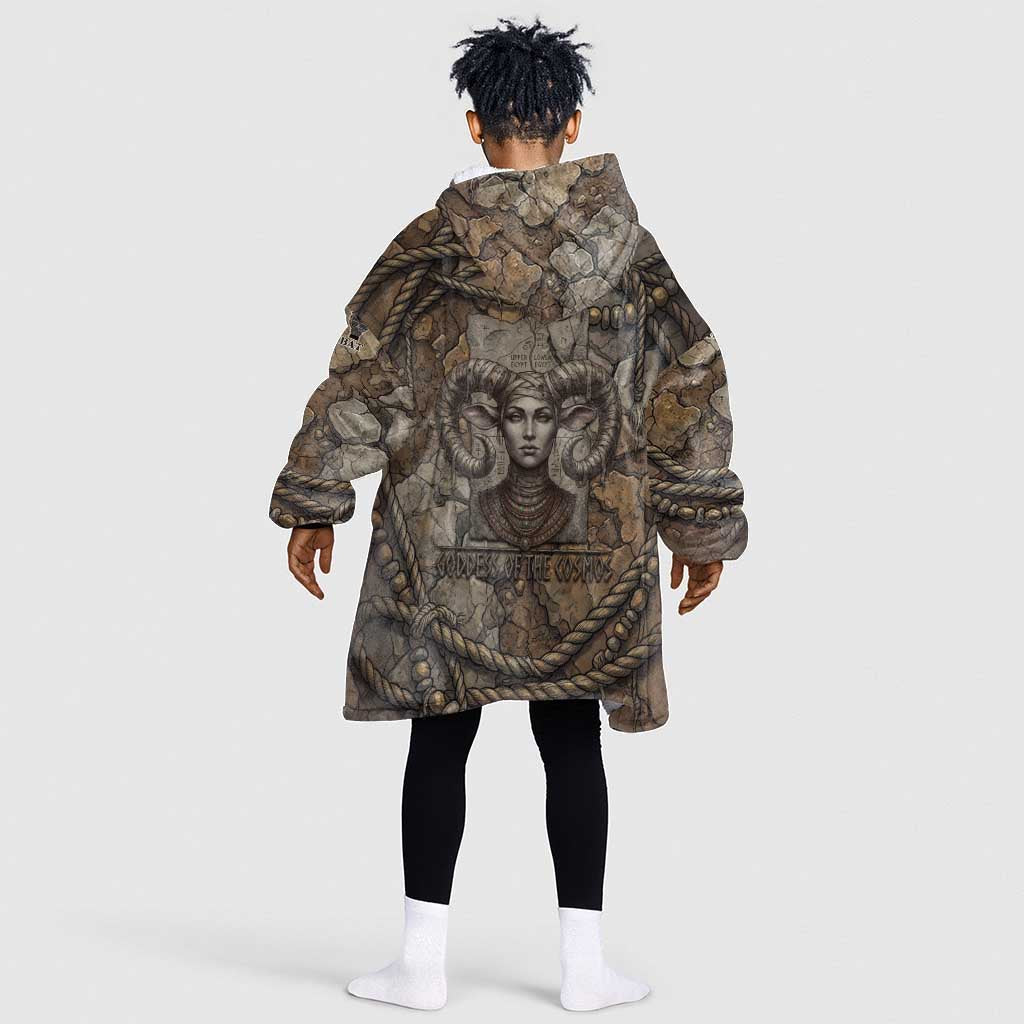 Bat Kid Wearable Blanket Hoodie Goddess of the Cosmos Ancient Egyptian Cow Horns Stone