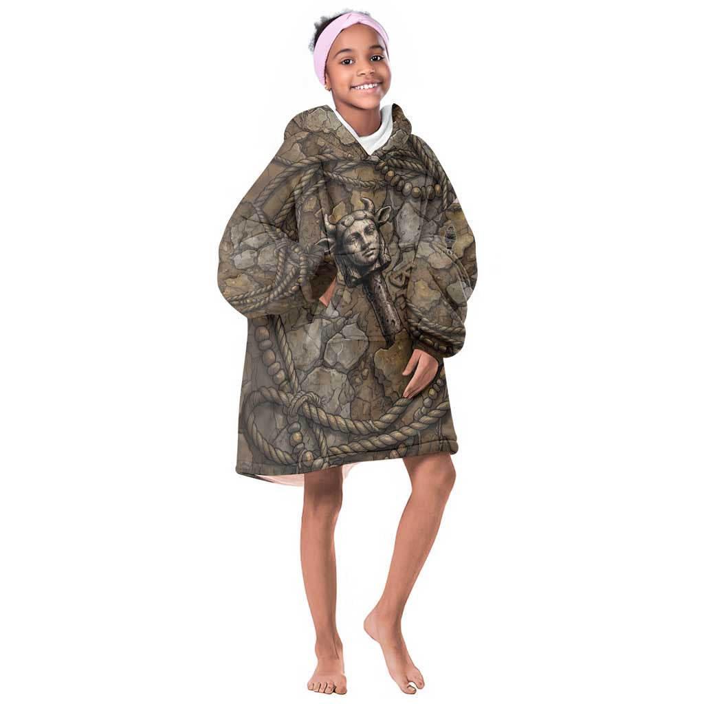 Bat Kid Wearable Blanket Hoodie Goddess of the Cosmos Ancient Egyptian Cow Horns Stone