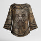 Bat Kimono Sleeve Blouse Goddess of the Cosmos Ancient Egyptian Cow Horns Stone