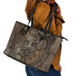 Bat Leather Tote Bag Goddess of the Cosmos Ancient Egyptian Cow Horns Stone
