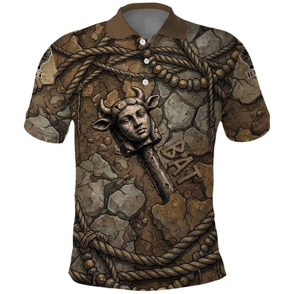 Bat Polo Shirt Goddess of the Cosmos Ancient Egyptian Cow Horns Stone