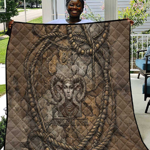 Bat Quilt Goddess of the Cosmos Ancient Egyptian Cow Horns Stone