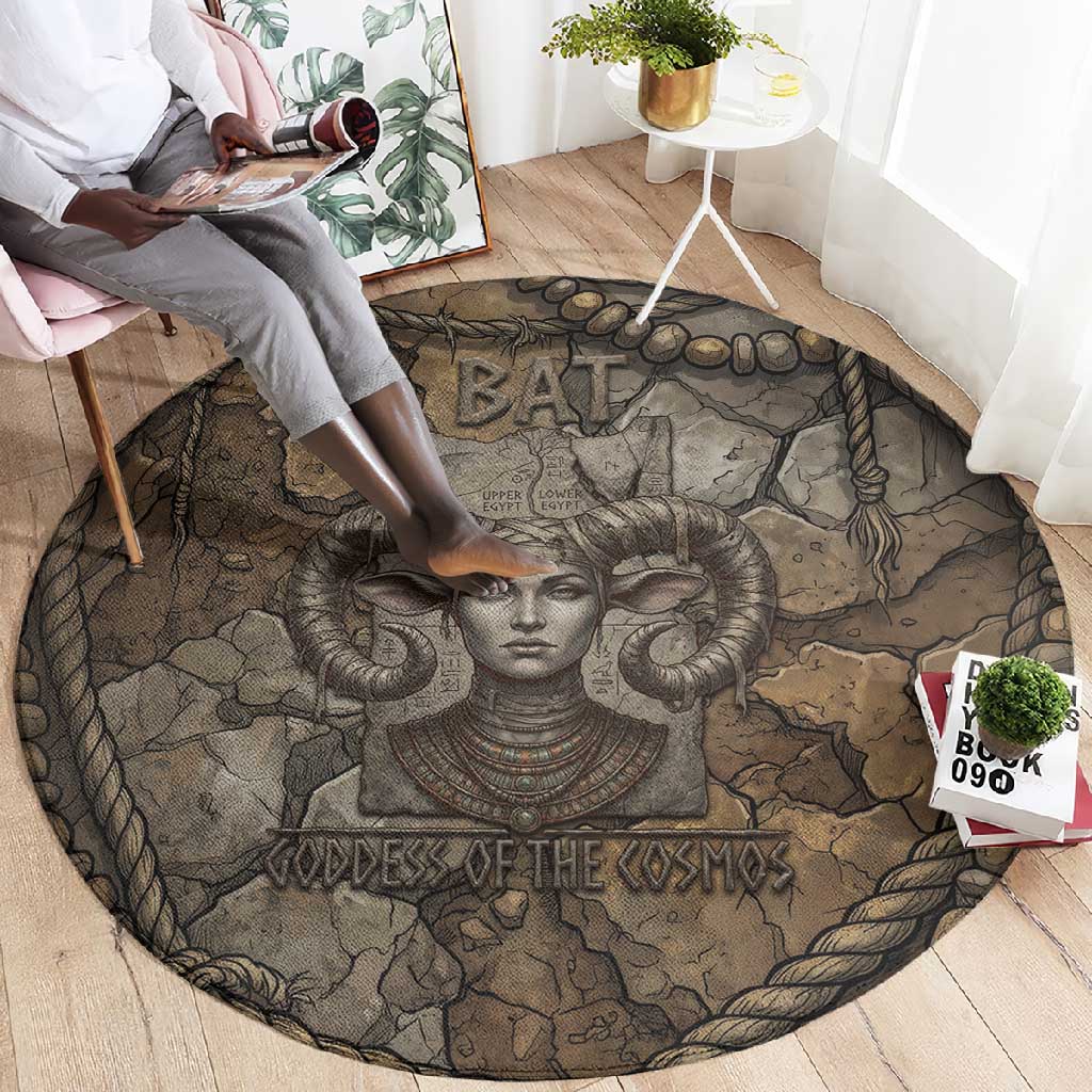 Bat Round Carpet Goddess of the Cosmos Ancient Egyptian Cow Horns Stone