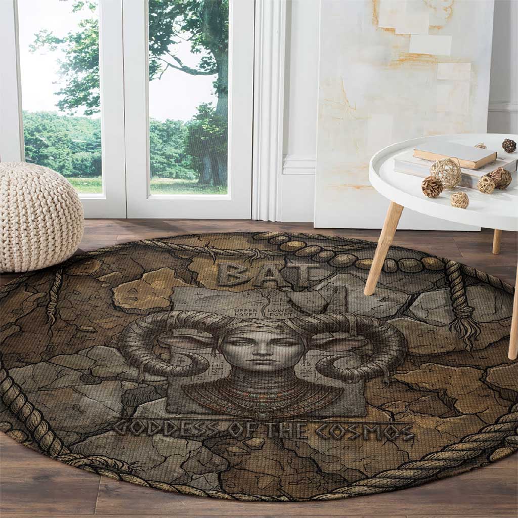 Bat Round Carpet Goddess of the Cosmos Ancient Egyptian Cow Horns Stone