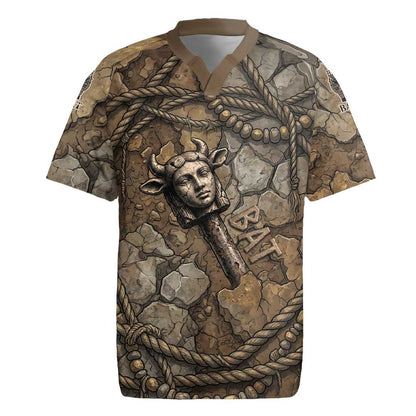 Bat Rugby Jersey Goddess of the Cosmos Ancient Egyptian Cow Horns Stone