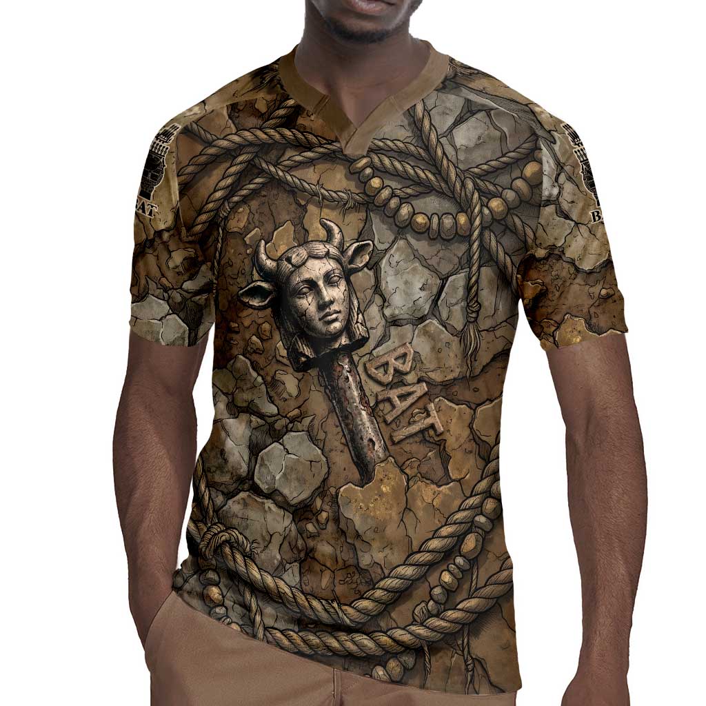 Bat Rugby Jersey Goddess of the Cosmos Ancient Egyptian Cow Horns Stone