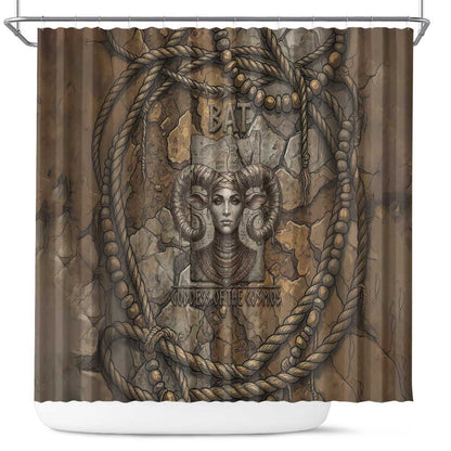 Bat Shower Curtain Goddess of the Cosmos Ancient Egyptian Cow Horns Stone