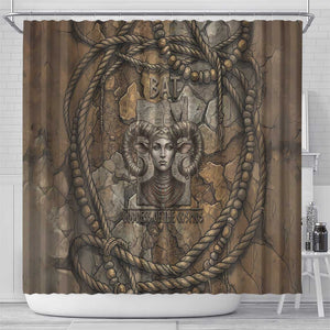 Bat Shower Curtain Goddess of the Cosmos Ancient Egyptian Cow Horns Stone