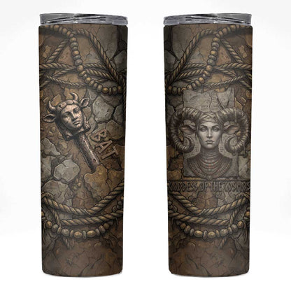 Bat Skinny Tumbler Goddess of the Cosmos Ancient Egyptian Cow Horns Stone