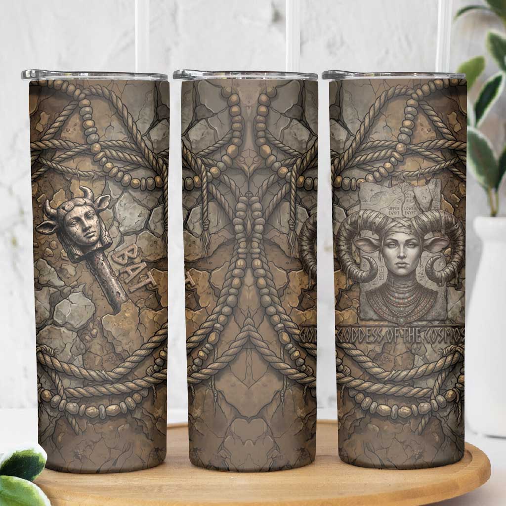 Bat Skinny Tumbler Goddess of the Cosmos Ancient Egyptian Cow Horns Stone