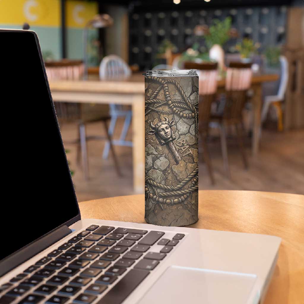 Bat Skinny Tumbler Goddess of the Cosmos Ancient Egyptian Cow Horns Stone