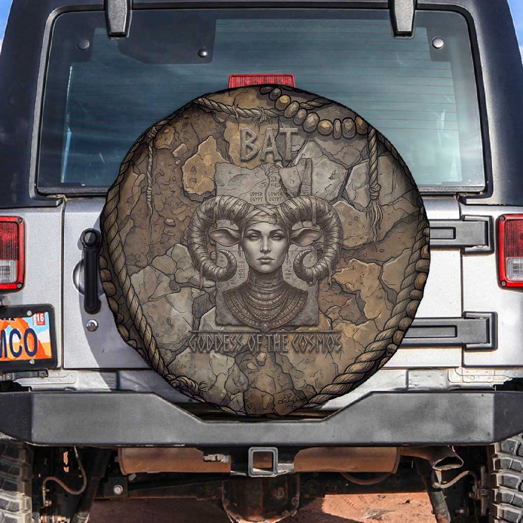 Bat Spare Tire Cover Goddess of the Cosmos Ancient Egyptian Cow Horns Stone