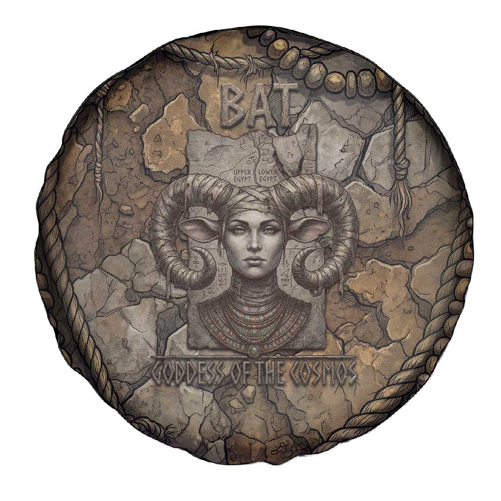 Bat Spare Tire Cover Goddess of the Cosmos Ancient Egyptian Cow Horns Stone