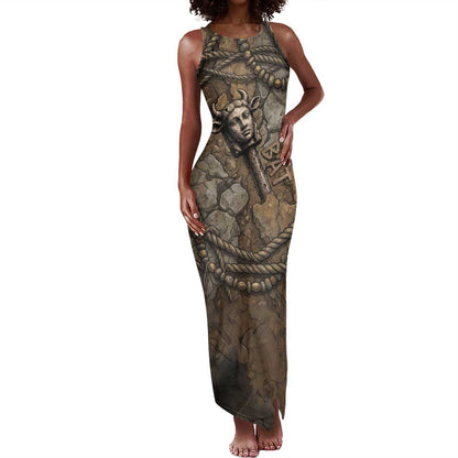 Bat Tank Maxi Dress Goddess of the Cosmos Ancient Egyptian Cow Horns Stone